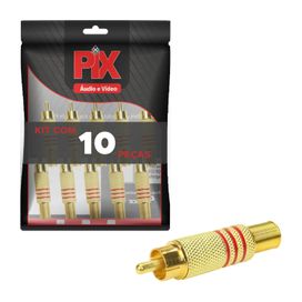 10x Plug Rca Gold 24k Linha Profissional 6mm - PIX