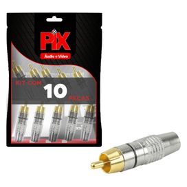 10x Plug Rca Macho Estriado Profissional Ponta Ouro 24k