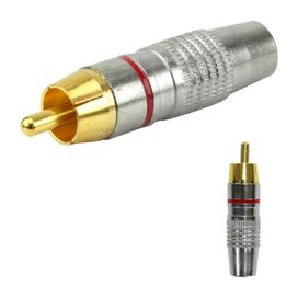10x Plug Rca Macho Estriado Profissional Ponta Ouro 24k