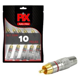 10x Plug Rca Macho Estriado Profissional Ponta Ouro 24k