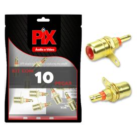 10x Jack Fêmea Rca Banhado Ouro - PIX