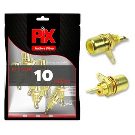10x Jack Fêmea Rca Banhado Ouro - PIX