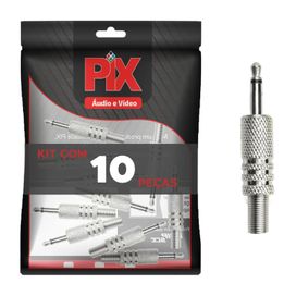 10x Plug Conector P2 Mono Profissional Reforçado Níquel