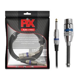 Cabo Para Microfone Violão 3 Metros Mono Xlr para P10 - PIX