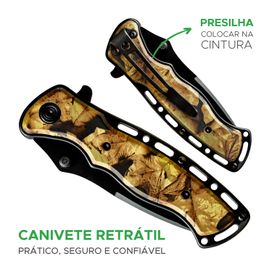 Canivete Camuflado P/ Pesca Caça Retrátil Portátil De Bolso