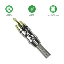 Conector Plug Rca 24k Profissional top de linha preto