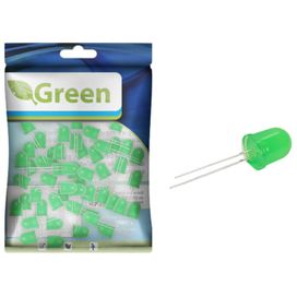50x Led Alto Brilho Difuso 10mm Verde - Green