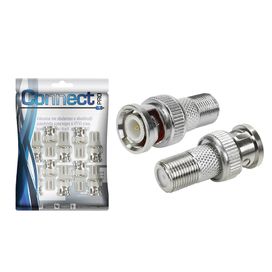 10x Conector Adaptador Bnc Macho Para F Fêmea Cftv - Connect Pro