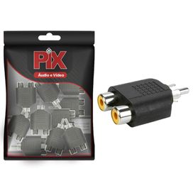 10x Adaptador Duplicador 1 Rca Macho para 2 Rca Fêmea - PIX