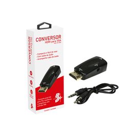 Adaptador Conversor Hdmi Para Vga Com Saída P2 De Áudio - 5+
