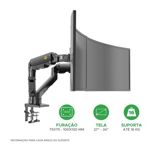 Suporte North Bayou Nb G55 Mesa Monitor De 27 a 34 com Usb