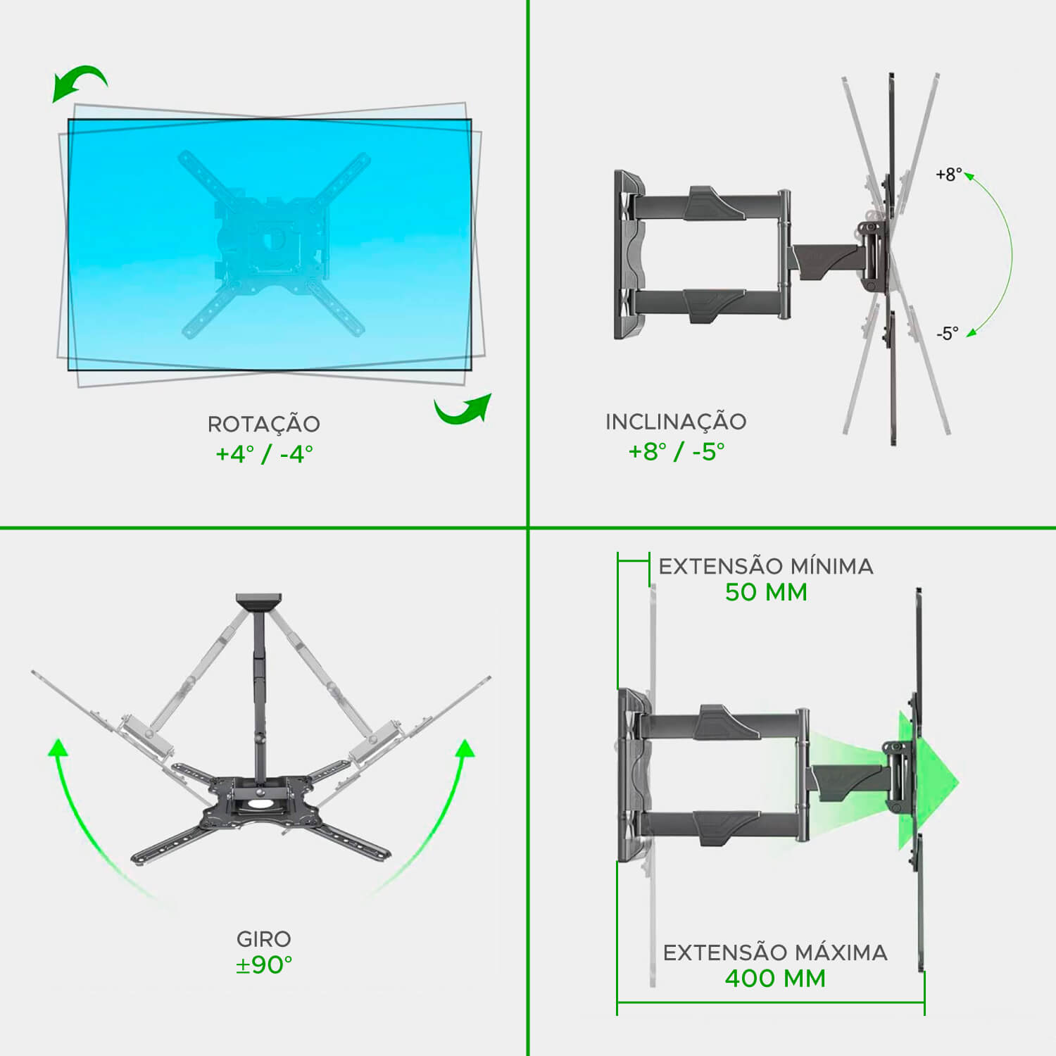 Suporte North Bayou NB-P4 De Parede P/ TV/Monitor De 32 A 55 - Mixtou