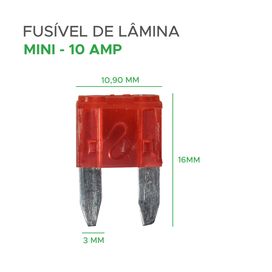 25x Fusível Automotivo Lâmina Mini 10 Amp Vermelho - Green