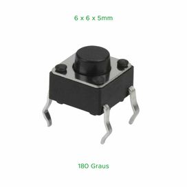 50x Chave Táctil 4 Terminais 6x6x5mm 180 Graus - ChipSCE
