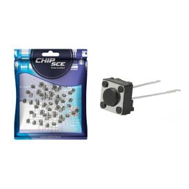50x Chave Táctil 2 Terminais 6x6x4,3mm 180 Graus - ChipSCE