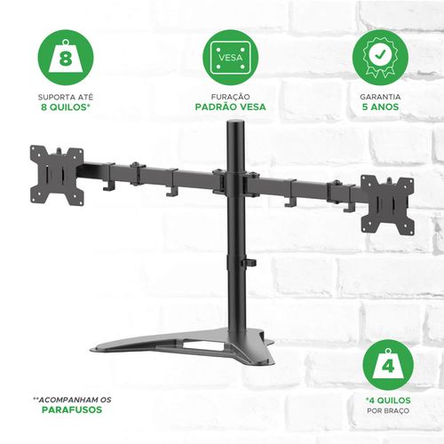 Suporte Mesa Duplo Ajustável Para Tv e Monitor de 13'' a 32'' - PIX