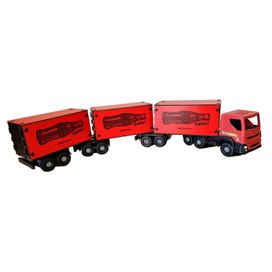 Caminhão Tremião Baú em Madeira e Plástico - Brinquedo