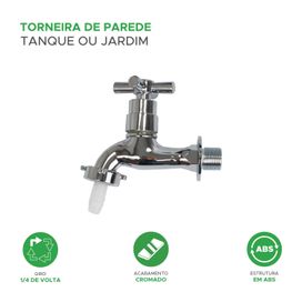 Torneira Luxo P/ Tanque Jardim Garagem Quintal Abs Cromado