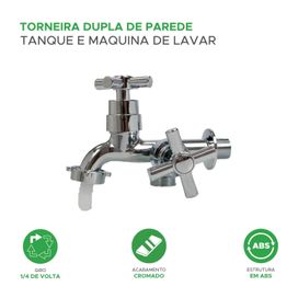 Torneira Tanque / Máquina De Lavar 2 Saídas Abs Cromado