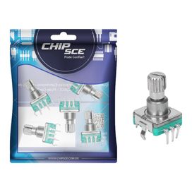 5x Potenciômetro Infinito Eixo 13mm Volume Encoder Automotivo - ChipSCE