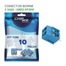 10x Conector Borne 2 Vias Kre2 Kf300 10x12 mm Azul