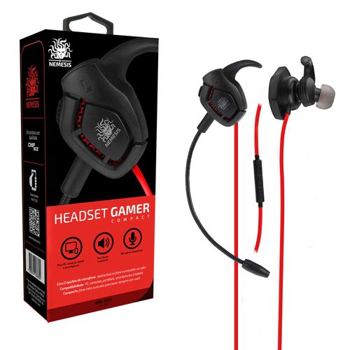 Fone de Ouvido Gamer Nemesis Compact Com Microfone Destacável - 5+