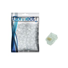 100x Plug Conector Rj-11 6x6 Vias Telefone Interfone - 5+