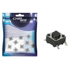 10x Chave Táctil Smd 4 Terminais 6 x 6 x 4,3mm 180 Graus - ChipSCE