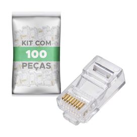 100x Conector Rj45 Cabo Rede Lan Plug Ethernet Cat5e - 5+