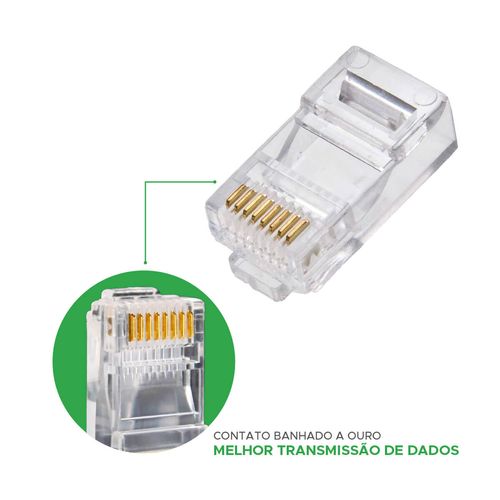 100x Conector Rj45 Cabo Rede Lan Plug Ethernet Cat5e - 5+
