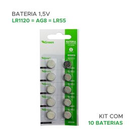 10x Bateria Moeda Lr1120 1.5v Alcalina - Green