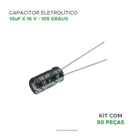 50x Capacitor Eletrolítico 10uf x 16v 105º - Kit c/50 Peças