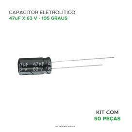50x Capacitor Eletrolítico 47uf x 63v 105 Graus - ChipSCE