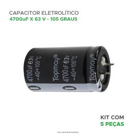 5x Capacitor Eletrolítico 4700uf x 63v 105º Kit c/ 5 Peças