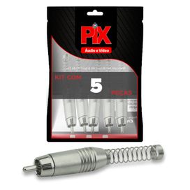 5x Plug Rca Macho 6mm Profissional Com Mola - Original Pix