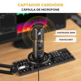 Kit Microfone Latência Zero Maono PM422 USB Com Suporte e Filtro Pop