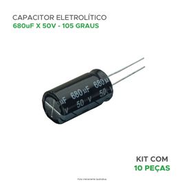 10x Capacitor Eletrolítico 680uf x 50v 105º Kit c/ 10 Peças