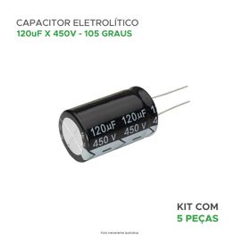 5x Capacitor Eletrolítico 120uf x 450v 105º Kit c/5 Peças
