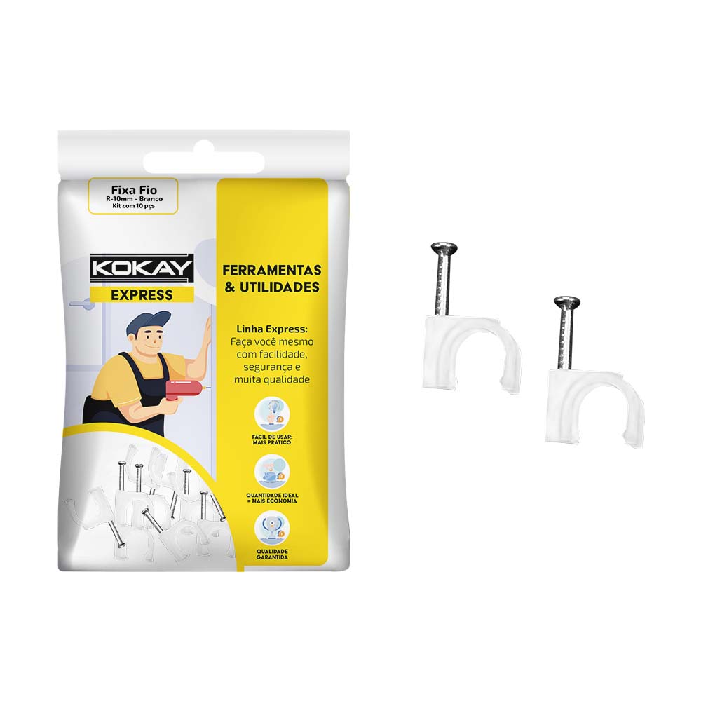 Grampo Miguelão Branco - Fixa Fio 10mm 10pçs Qualidade Kokay - Mixtou