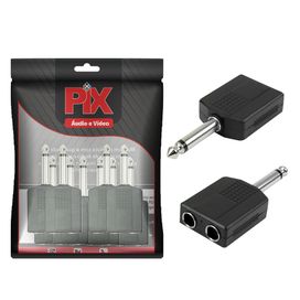 10x Adaptador P10 Macho Mono para 2 P10 Fêmea Mono - PIX