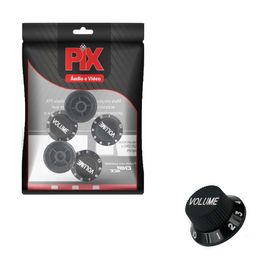 5x Knob P/ Guitarra Baixo Volume Redondo - Kn-137a Preto