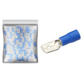 100x Terminal Macho 6,3 Pré-isolado Azul 1,50 Até 2,50mm²