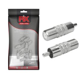 10x Conector Adaptador F Fêmea Para Rca Macho Coaxial - PIX