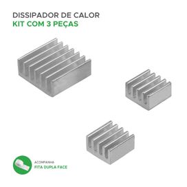 3x Dissipador De Calor Rasp. Pi 3 = Pi3 - Alumínio