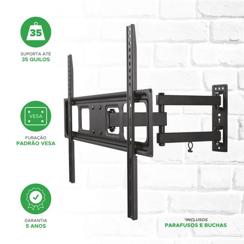 Suporte de Parede Para TV LCD/LED 37'' a 70'' Tri-articulado Com Inclinação - PIX