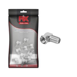 10x Conector Coaxial F Rg6 para Fêmea Coaxial 90 Graus - PIX