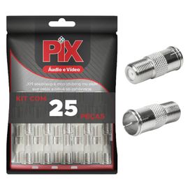 25x Adaptador Emenda F Macho para F Fêmea Engate Rápido Rg6 - PIX