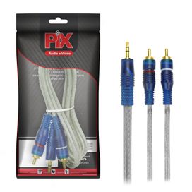 Cabo P2 Estéreo X 2 Rca 1 Metro Blindado Cristal Azul - PIX