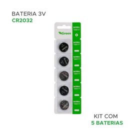 5x Bateria Moeda Cr2032 3v Lítio - Green