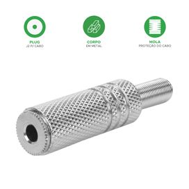 10x Plug Conector J2 P2 Fêmea Estéreo Profissional  Níquel